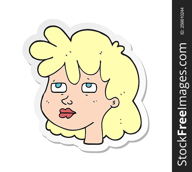 sticker of a cartoon female face