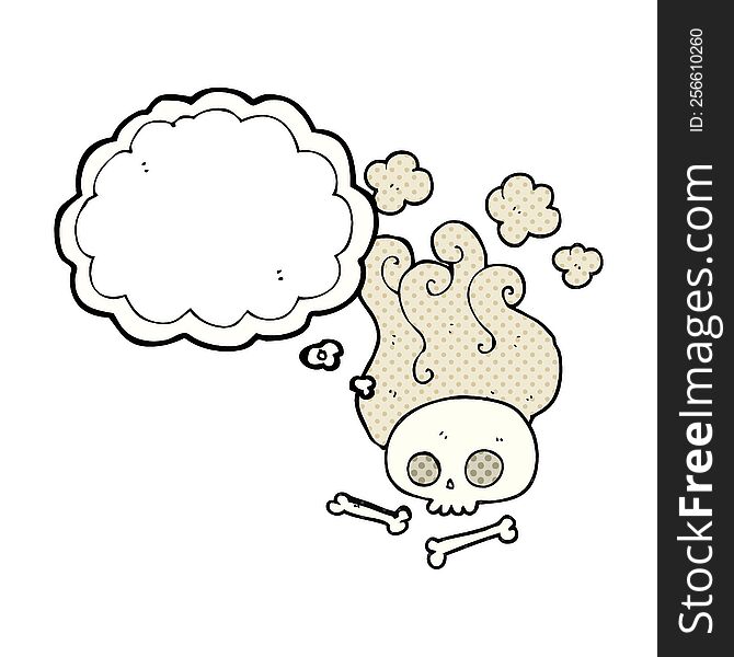 thought bubble cartoon skull and bones