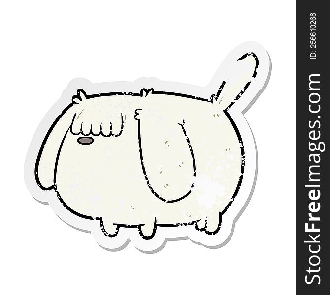distressed sticker of a funny cartoon dog