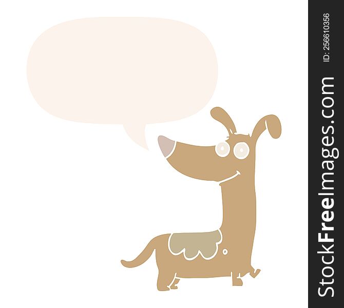 Cartoon Dog And Speech Bubble In Retro Style