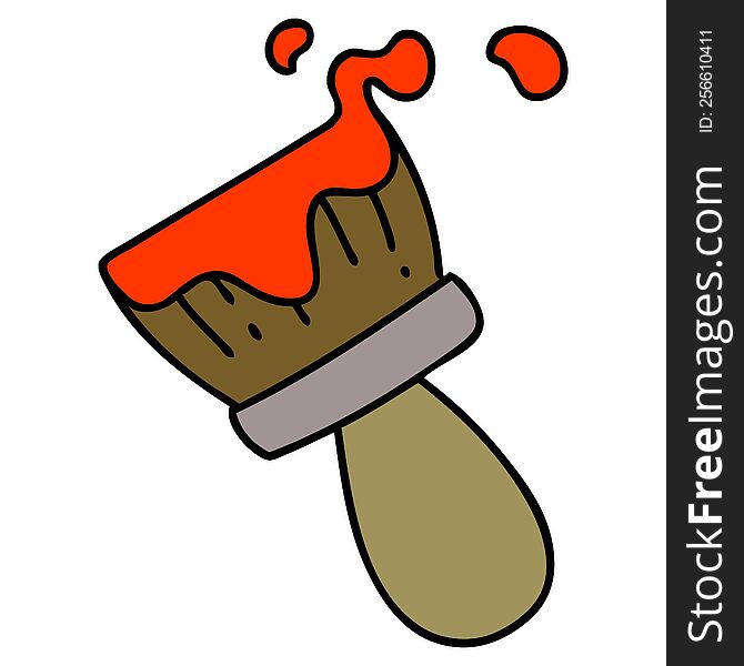 cartoon of a paintbrush loaded with paint. cartoon of a paintbrush loaded with paint