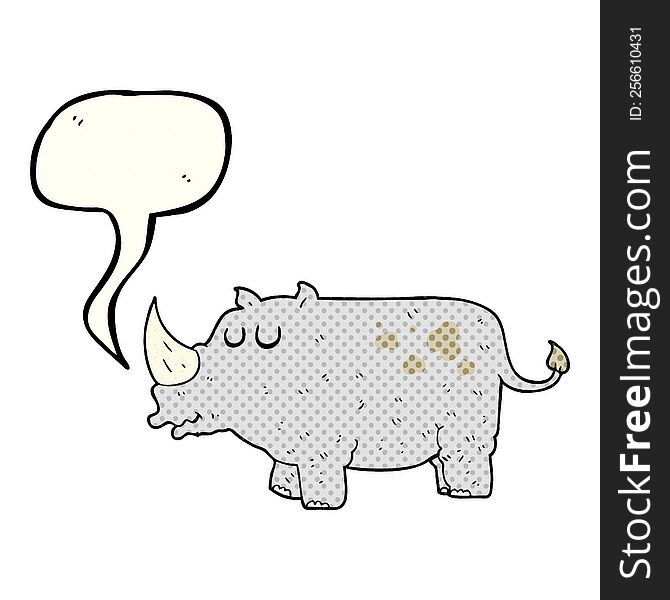 freehand drawn comic book speech bubble cartoon rhino