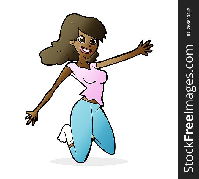 Cartoon Jumping Woman