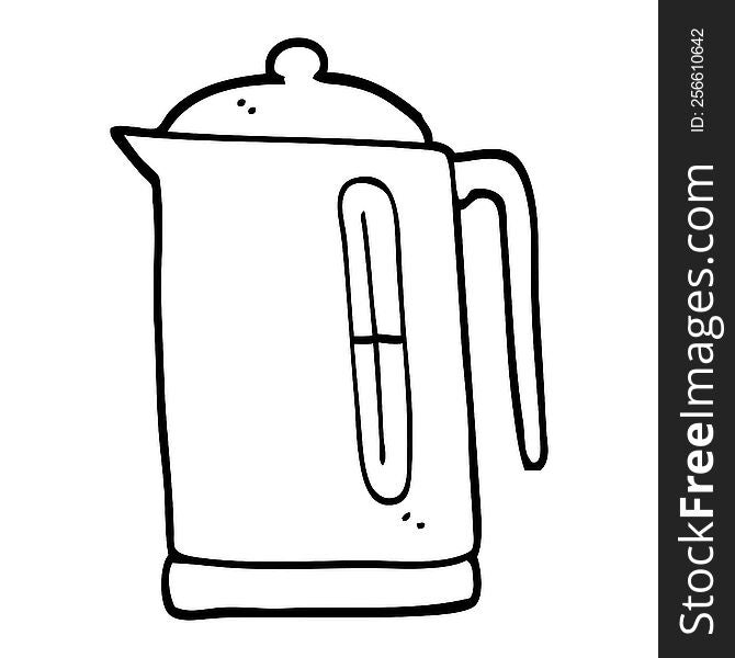 black and white cartoon kettle