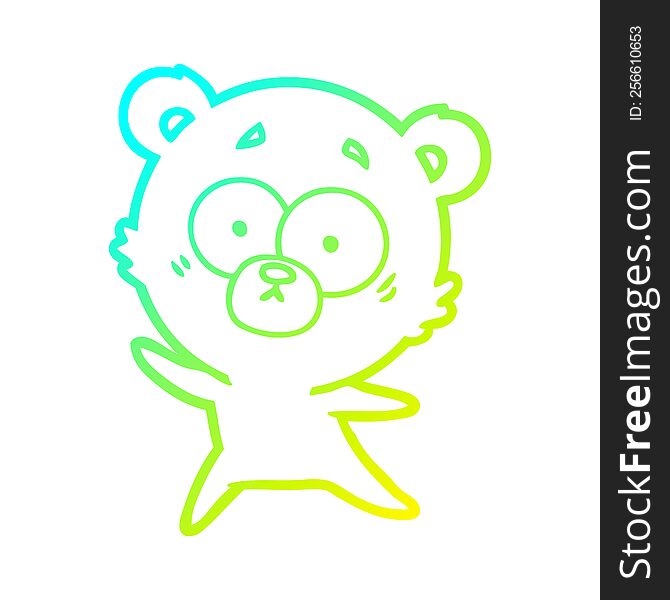 cold gradient line drawing of a anxious bear cartoon