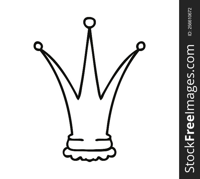 line drawing quirky cartoon gold crown. line drawing quirky cartoon gold crown