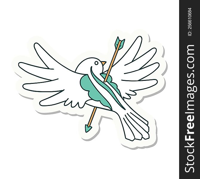 Tattoo Style Sticker Of A Dove Pierced With Arrow