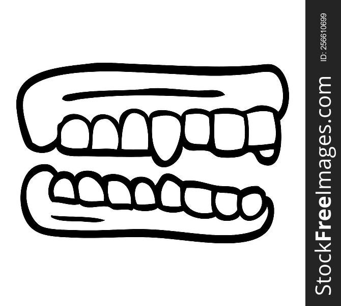 line drawing cartoon false teeth