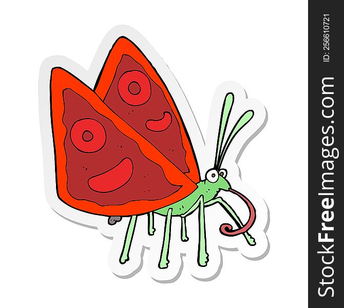 sticker of a cartoon funny butterfly