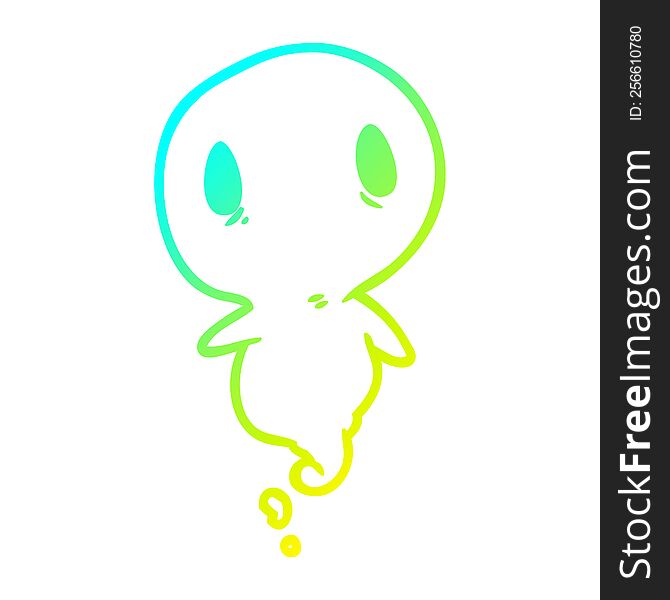 cold gradient line drawing of a cute ghost