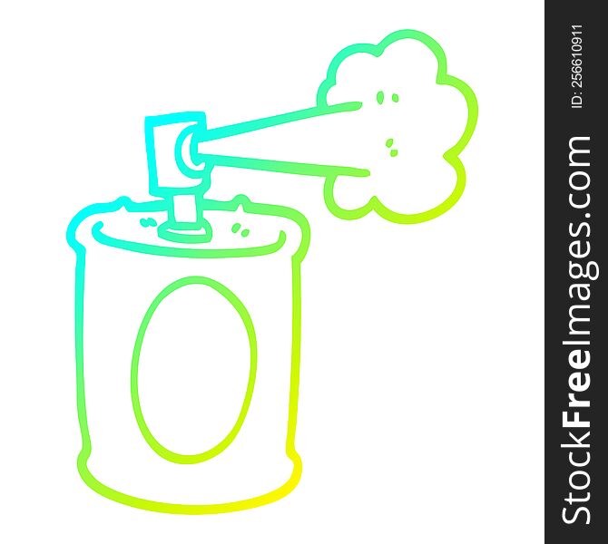 cold gradient line drawing of a cartoon spraypaint can
