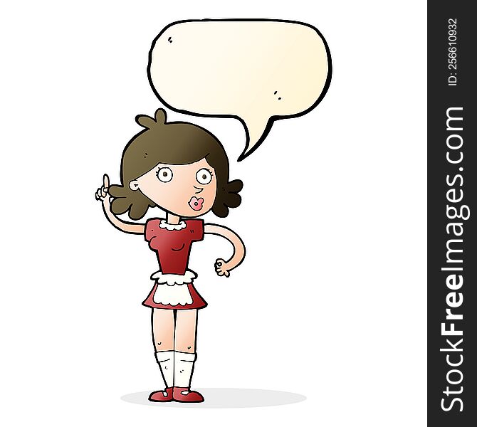 Cartoon Surprised Maid With Speech Bubble