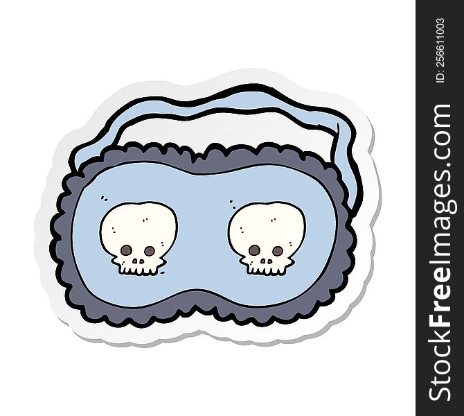 sticker of a cartoon skull sleeping mask