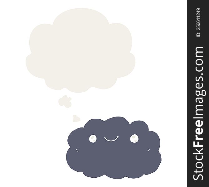 Cartoon Cloud And Thought Bubble In Retro Style