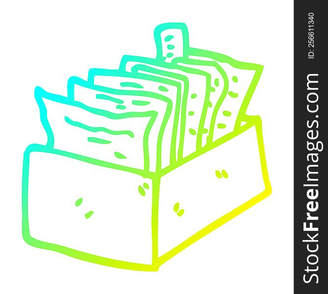 Cold Gradient Line Drawing Cartoon Box Of Files