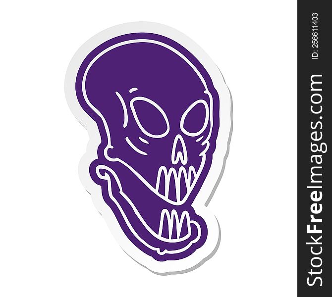 cartoon sticker of a skull head