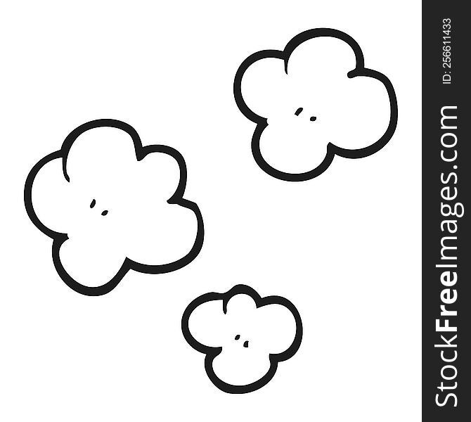 freehand drawn black and white cartoon smoke cloud symbol