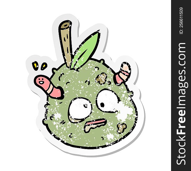Distressed Sticker Of A Cartoon Old Pear