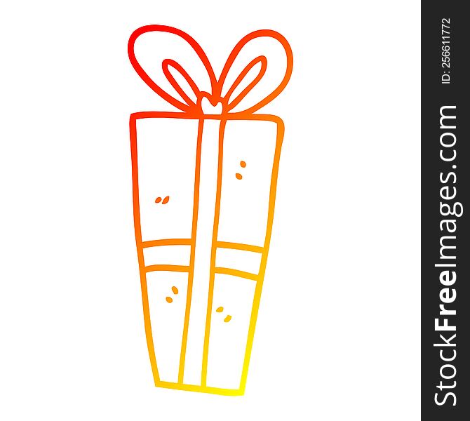 Warm Gradient Line Drawing Cartoon Wrapped Gift