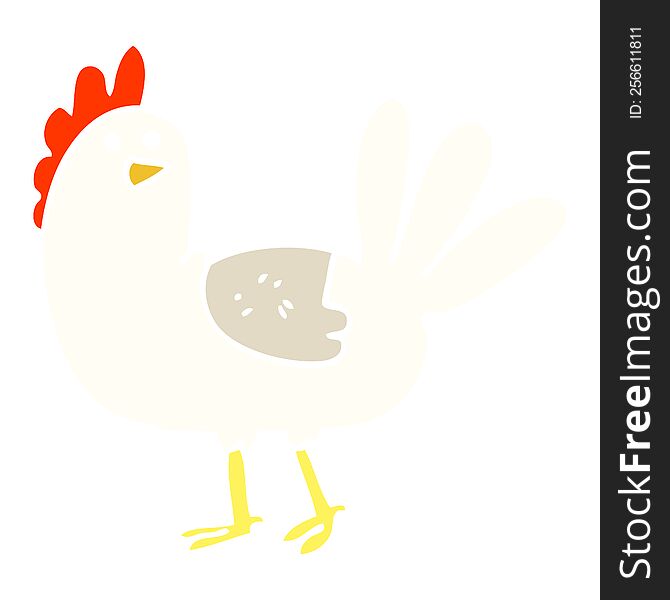 flat color illustration cartoon chicken