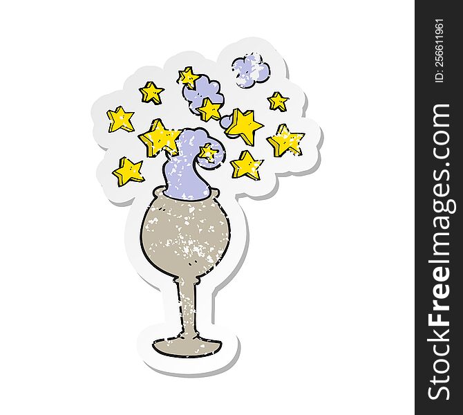 retro distressed sticker of a cartoon magic goblet