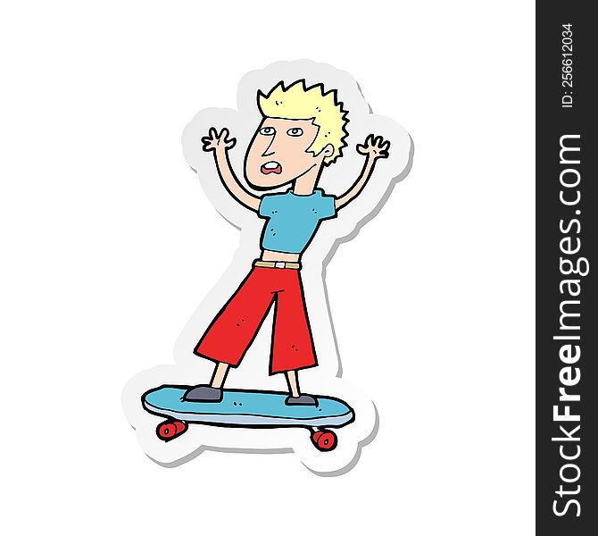 sticker of a cartoon skater boy