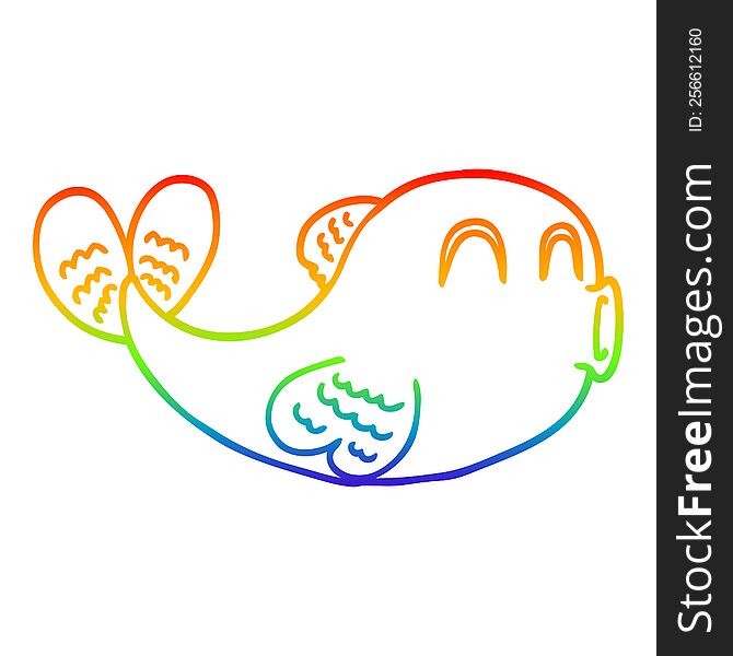 Rainbow Gradient Line Drawing Cartoon Fish