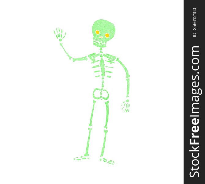 cartoon waving skeleton
