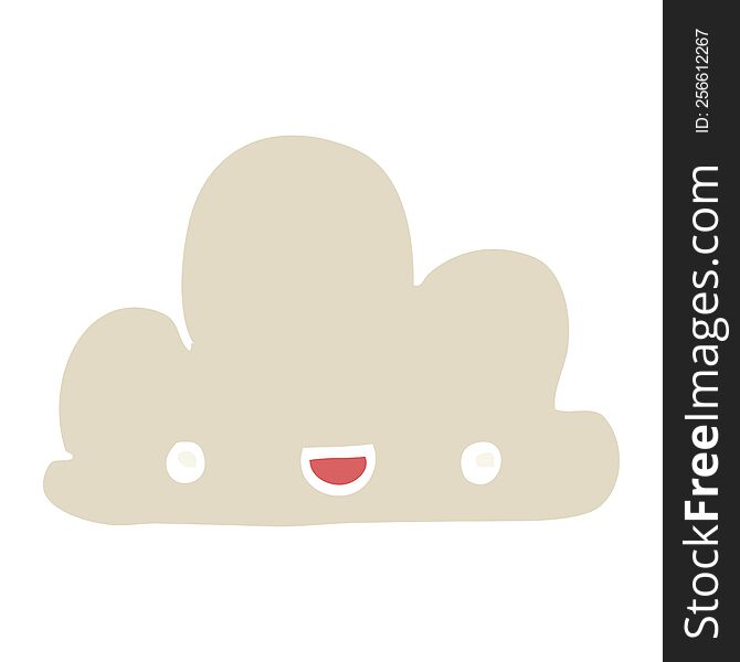 Flat Color Style Cartoon Tiny Happy Cloud