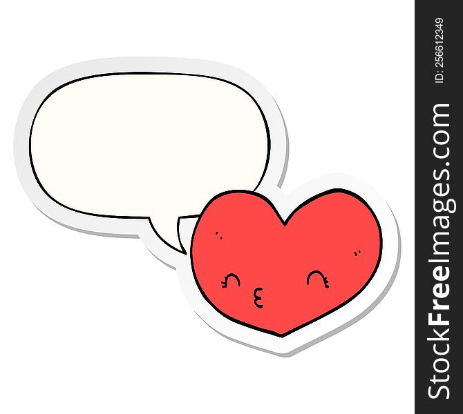 Cartoon Heart And Face And Speech Bubble Sticker
