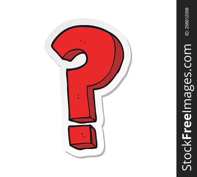 sticker of a cartoon question mark symbol