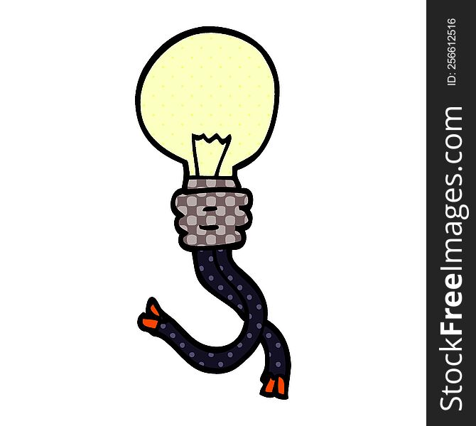 cartoon doodle glowing light bulb