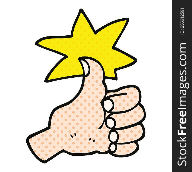 comic book style cartoon thumbs up symbol