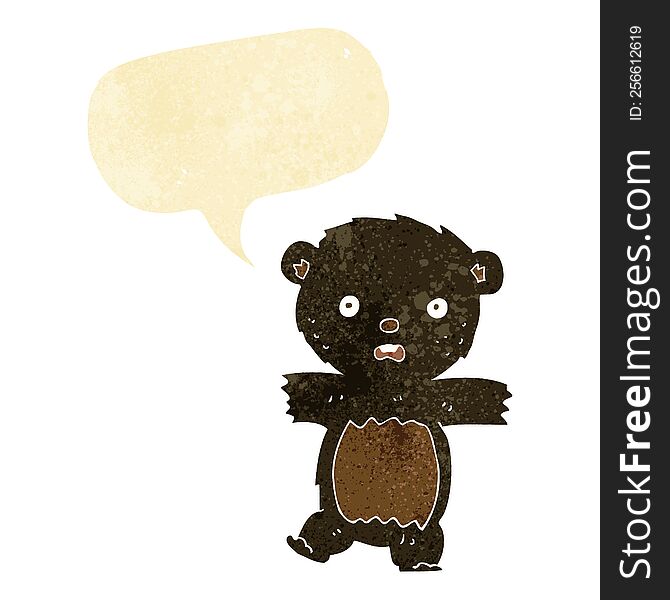 Cartoon Shocked Black Bear Cub With Thought Bubble