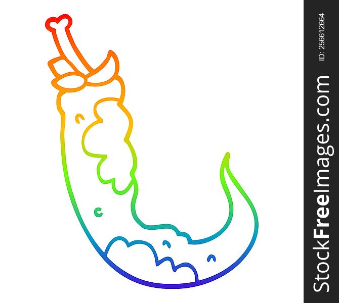 rainbow gradient line drawing of a cartoon red hot chilli pepper