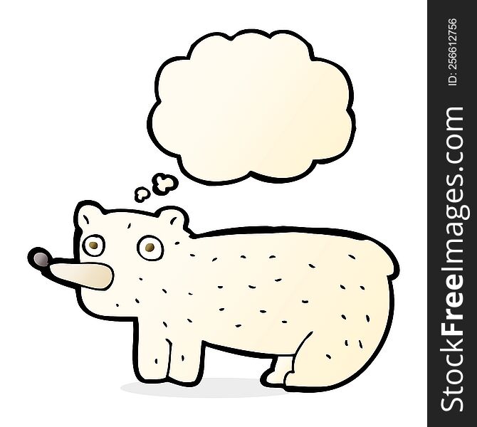 Funny Cartoon Polar Bear With Thought Bubble