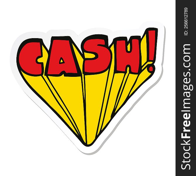 sticker of a cartoon word cash