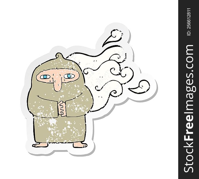 retro distressed sticker of a cartoon smelly monk