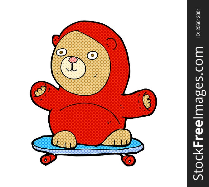 Cartoon Bear On Skateboard