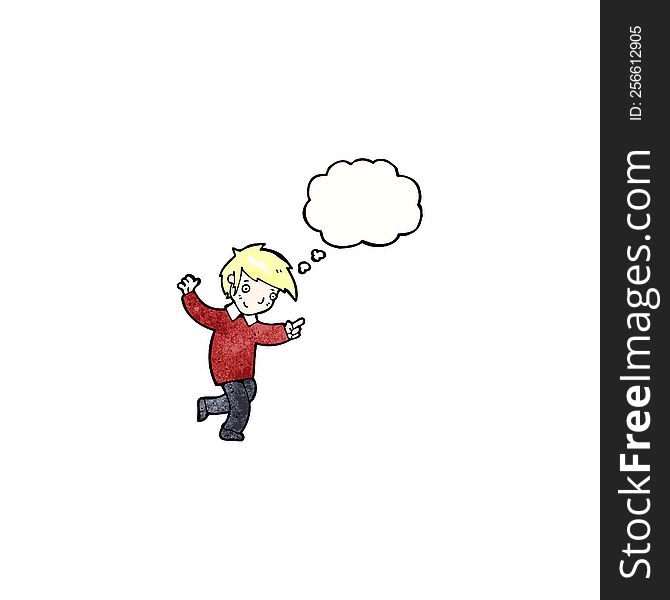 cartoon blond boy pointing