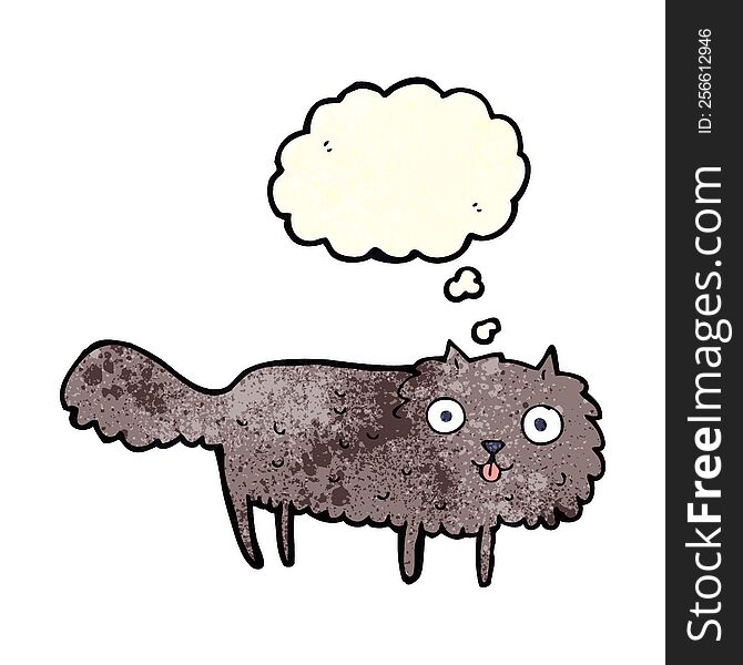cartoon furry cat with thought bubble