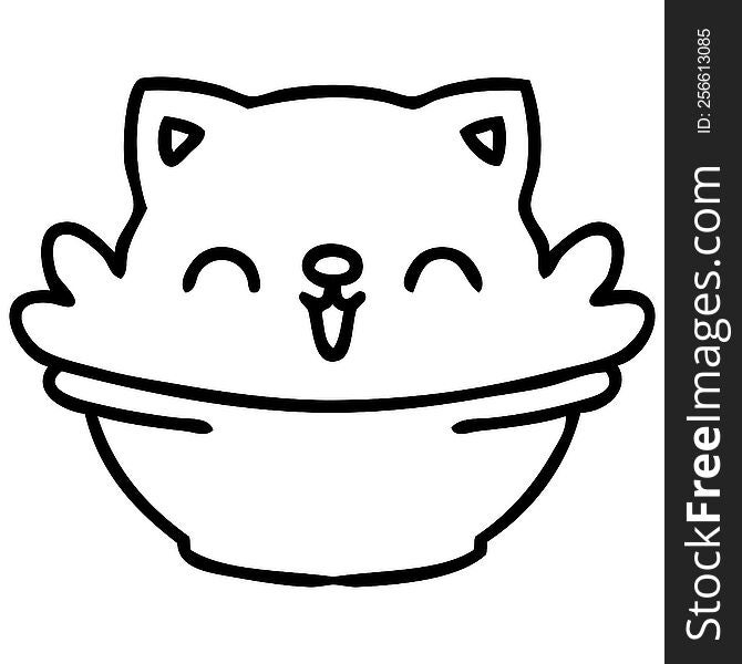 line doodle of some sort of cute cat pudding bowl thing