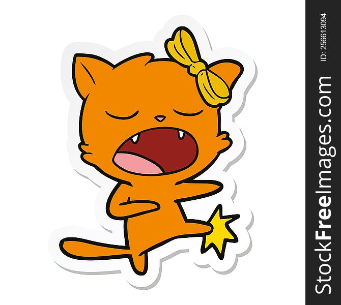 sticker of a cartoon kicking cat