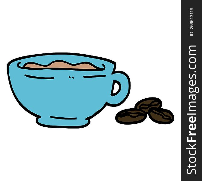 Hand Drawn Doodle Style Cartoon Espresso Cup