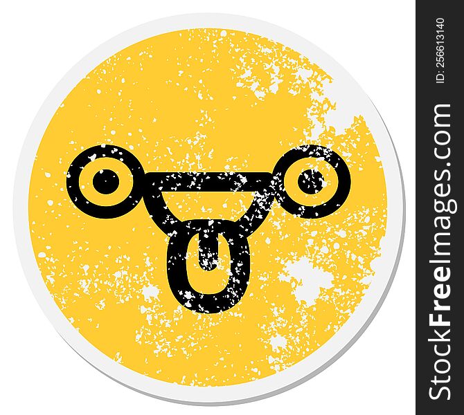 staring face sticking out tongue circular sticker