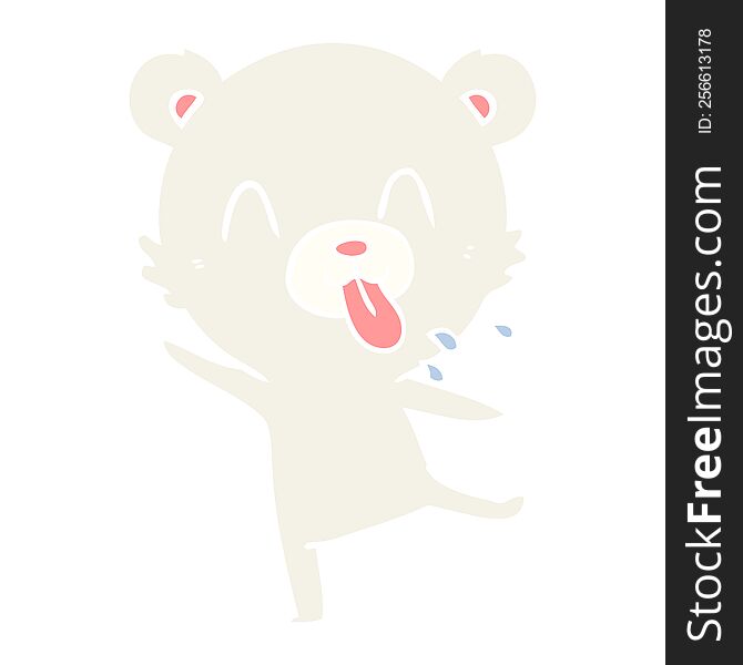 Rude Flat Color Style Cartoon Polar Bear Sticking Out Tongue