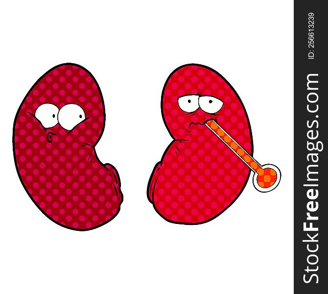 cartoon unhealthy kidney. cartoon unhealthy kidney