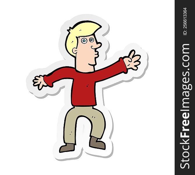 Sticker Of A Cartoon Reaching Man