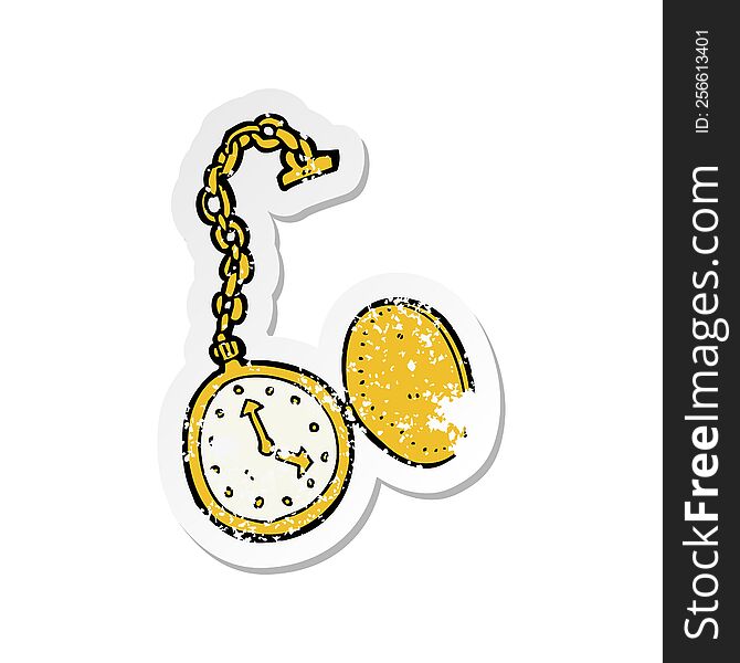 retro distressed sticker of a cartoon old watch