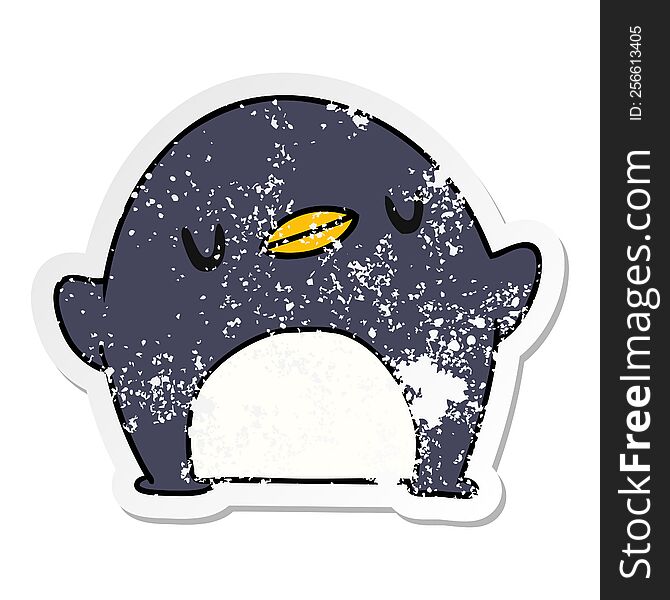 Distressed Sticker Cartoon Kawaii Of A Cute Penguin